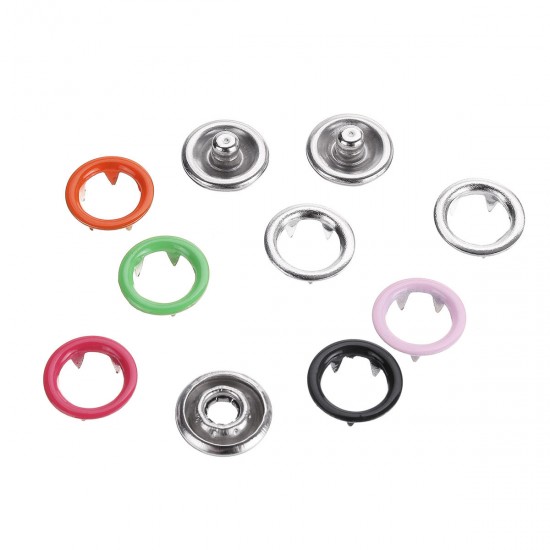 5 Sets 10 Colors of Hollow Five Claws of Box Set Total Buttons Metal Sewing Press Studs Snap Fastener DIY Clothes Craft 9.5mm