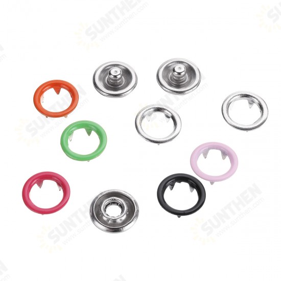 5 Sets 10 Colors of Hollow Five Claws of Box Set Total Buttons Metal Sewing Press Studs Snap Fastener DIY Clothes Craft 9.5mm