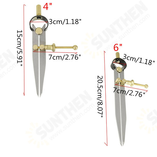 Spring Divider Leather Divider Wing Medium Carbon Steel Adjustable Lockable Calipers Compass for 6Inch DIY Leather Working Rotating Tool for Craftsman