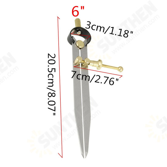 Spring Divider Leather Divider Wing Medium Carbon Steel Adjustable Lockable Calipers Compass for 6Inch DIY Leather Working Rotating Tool for Craftsman