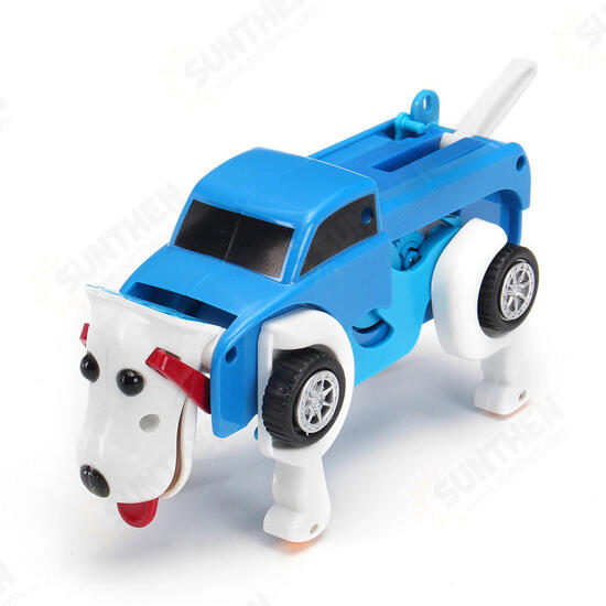 Automatic Transformation Dog Car Vehicle Clockwork Winding Up For Kids Christmas Deformation Gift