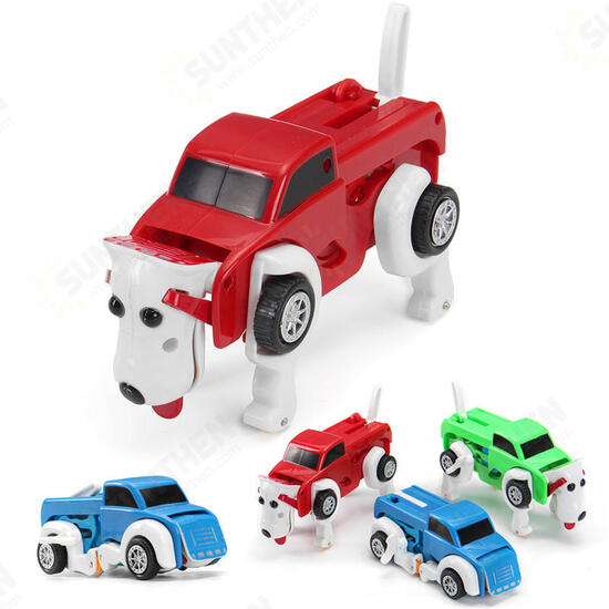 Automatic Transformation Dog Car Vehicle Clockwork Winding Up For Kids Christmas Deformation Gift