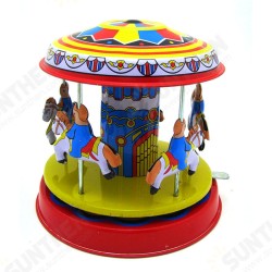 Classic Vintage Clockwork Wind Up Merry-Go-Round Children Kids Tin Toys With Key Classic Vintage Clockwork Wind Up Merry-Go-Round Children Kids Tin Toys With Key