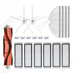 19pcs Replacements for Xiaomi SDJQR01RR 1S Roborock Vacuum Cleaner Parts Accessories Main Brush*1 Side Brushes*2 HEPA Filters*6 Mop Clothes*4 Water Codes*6 [Non-Original]