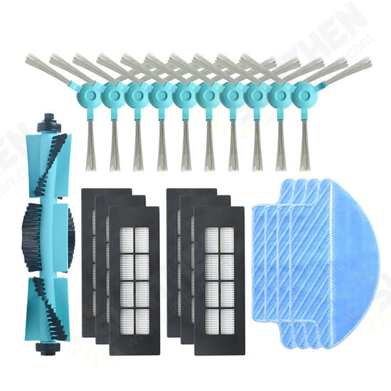 21pcs Replacements for Conga 3090 Vacuum Cleaner Parts Accessories Main Brush*1 Side Brushes*10 HEPA Filters*6 Mop Clothes*4 [Non-Original]