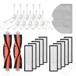 25pcs Replacements for Mijia 1C Dreame F9 Vacuum Cleaner Parts Accessories Side Brushes*10 HEPA Filters*8 Main Brushes*2 Mop Clothes*5 [Not-original]