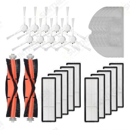 25pcs Replacements for Mijia 1C Dreame F9 Vacuum Cleaner Parts Accessories Side Brushes*10 HEPA Filters*8 Main Brushes*2 Mop Clothes*5 [Not-original]