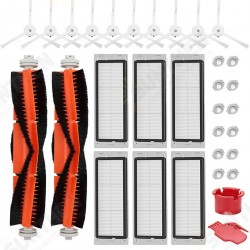 30pcs Replacements for Roborock S4 S5 S6 E2 E3 E4 E20 E25 E35 S50 S65 Robot Vacuum Cleaner Main Brush*2 Side Brush*10 Filters*18 [Not-original]