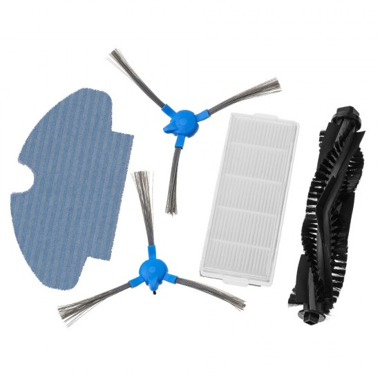 5pcs Vacuum Cleaner Replacements for BW-VC2 VC1 Robot Vacuum Cleaner Main Brush*1 Side Brushes*2 HEPA Filter*1 Rag*1
