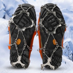 AUTO 12-teeth Ice Grip Stainless Steel Welding Chain Crampons Ice Cleats Non-slip Shoe Cover for Camping Climbing Snow Skiing AUTO 12-teeth Ice Grip Stainless Steel Welding Chain Crampons Ice Cleats Non-slip Shoe Cover for Camping Climbing Snow Skiing