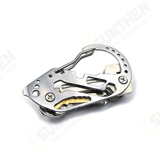 Stainless Steel EDC Multi-function Key Holder Screwdriver Wrench Carabiner For camping Outdoor Tools