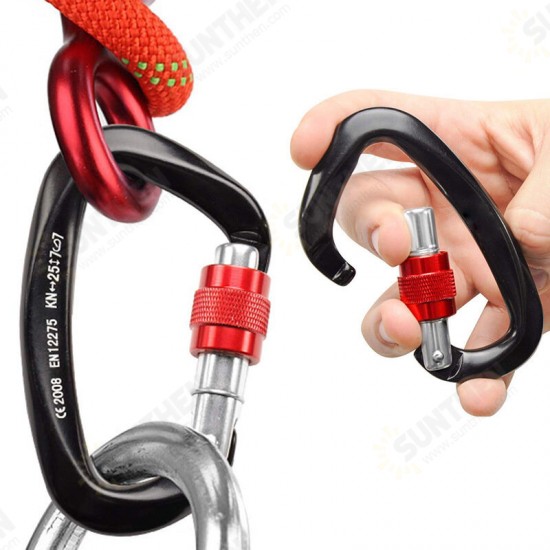 1Pc Aluminum D-Ring Carabiner 25KN Heavy Duty Climbing Hook Twist Lock Camping Climbing Travel