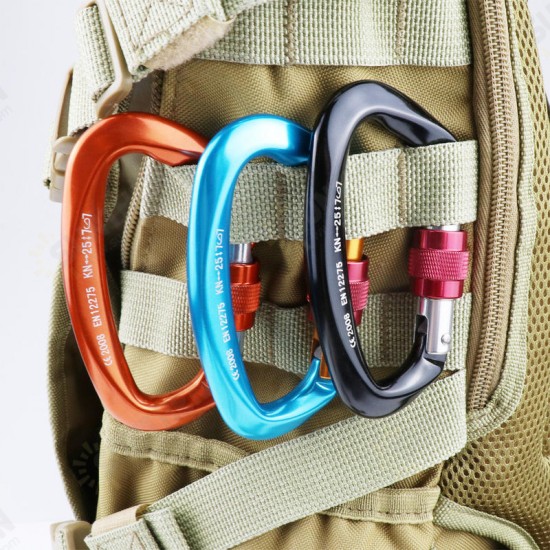 25KN Max Load Outdoor D Shape Carabiner Aviation Aluminum Safety Buckle Camping Climbing Security Swing Buckle