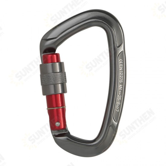 25KN Climbing Carabiner Safety Master Screw Lock D Shaped Buckle for Outdoor Hiking Adult/Teenager