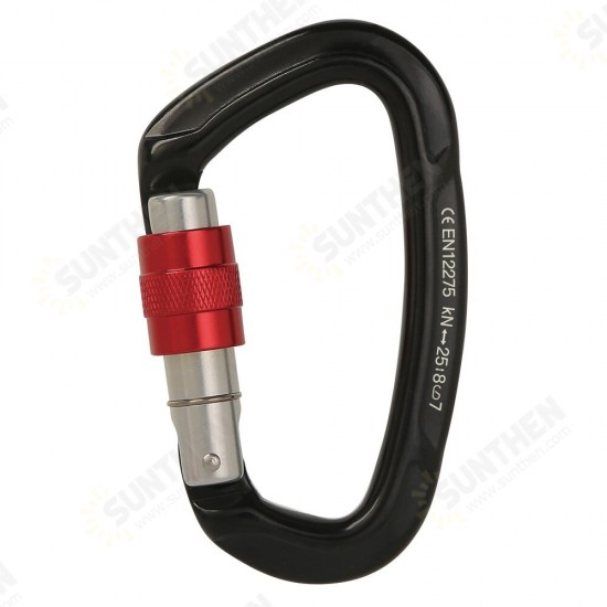 25KN Climbing Carabiner Safety Master Screw Lock D Shaped Buckle for Outdoor Hiking Adult/Teenager