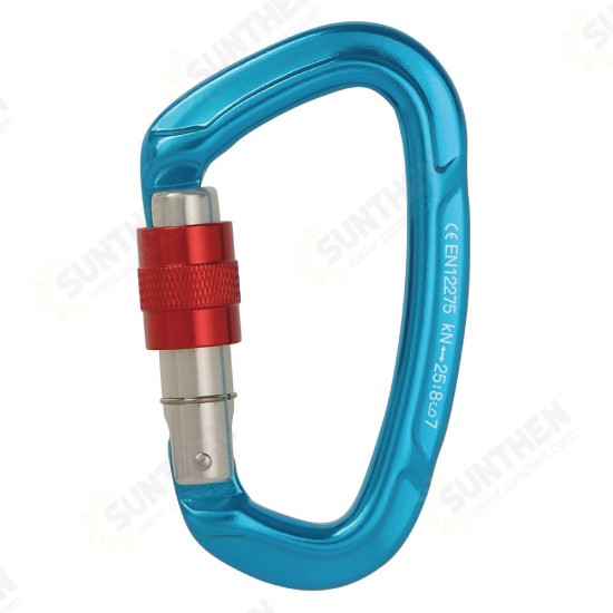 25KN Climbing Carabiner Safety Master Screw Lock D Shaped Buckle for Outdoor Hiking Adult/Teenager