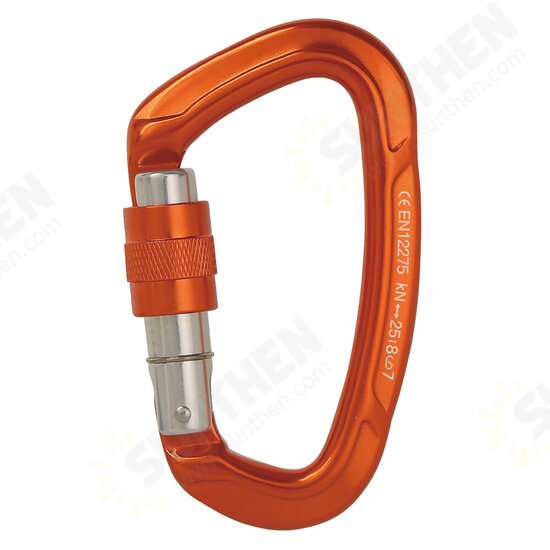 25KN Climbing Carabiner Safety Master Screw Lock D Shaped Buckle for Outdoor Hiking Adult/Teenager