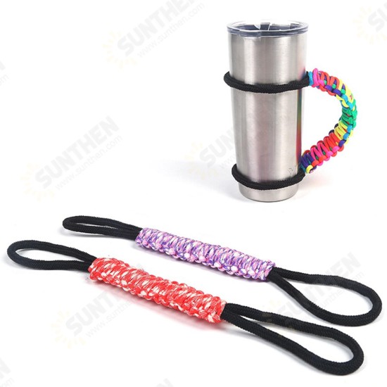 0OZ Adjustable Nylon Paracord Water Cup Tumbler Handle Bottle Ring Rope Survival Strap