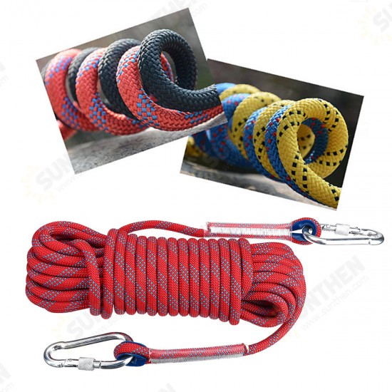 10mx10mm Double Buckle Rock Climbing Rope Outdoor Sports Hiking Climbing Downhill Safety Rope