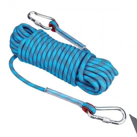 10mx10mm Double Buckle Rock Climbing Rope Outdoor Sports Hiking Climbing Downhill Safety Rope