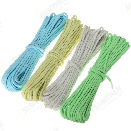 50ft Nylon Reflective Paracord Parachute Cord String 9 Core 550lb Luminous Glow Camping Hiking Rope