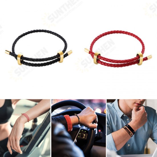 25/44cm Genuine Leather Bracelet 316 Steel Buckle Hand Strap Wristband for Men Women