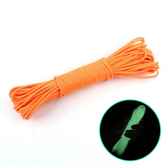 Nylon 20M Fluorescent Climbing Camping Tent Rope 9 Strands Luminous High-strength Paracord