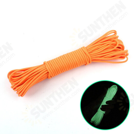 Nylon 20M Fluorescent Climbing Camping Tent Rope 9 Strands Luminous High-strength Paracord