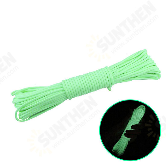 Nylon 20M Fluorescent Climbing Camping Tent Rope 9 Strands Luminous High-strength Paracord