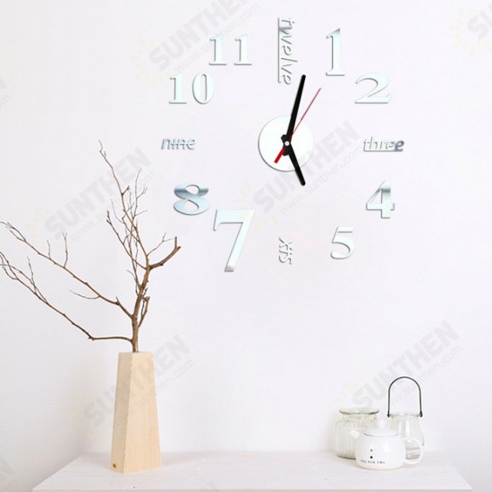 40cm Modern 3D Frameless Wall Clock Style Watches Hours DIY Room Home Decorations Model