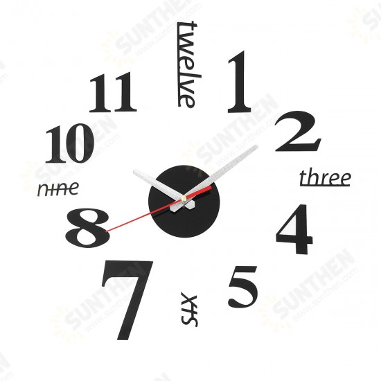 40cm Modern 3D Frameless Wall Clock Style Watches Hours DIY Room Home Decorations Model