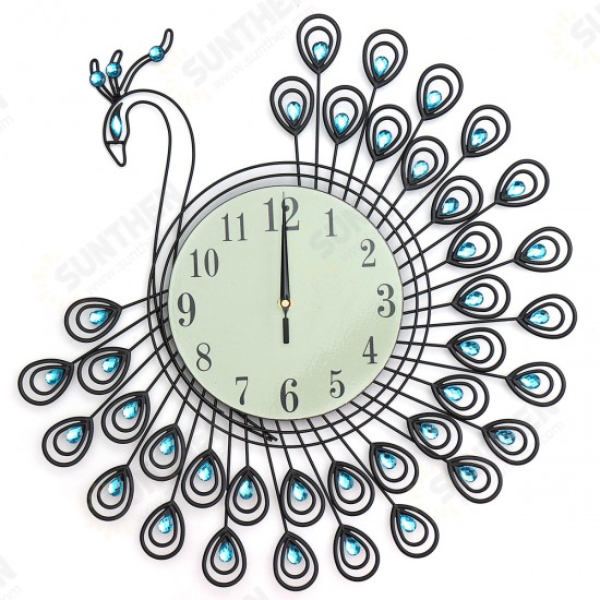 54x54cm Peacock Large Wall Clock Grow In Dark Living Room Bedroom House Decorations