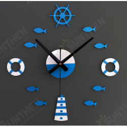 Acrylic Mediterranean Style DIY Wall Clock Buoy Small Fish Bell DIY Mute Wall Clock Acrylic Mediterranean Style DIY Wall Clock Buoy Small Fish Bell DIY Mute Wall Clock