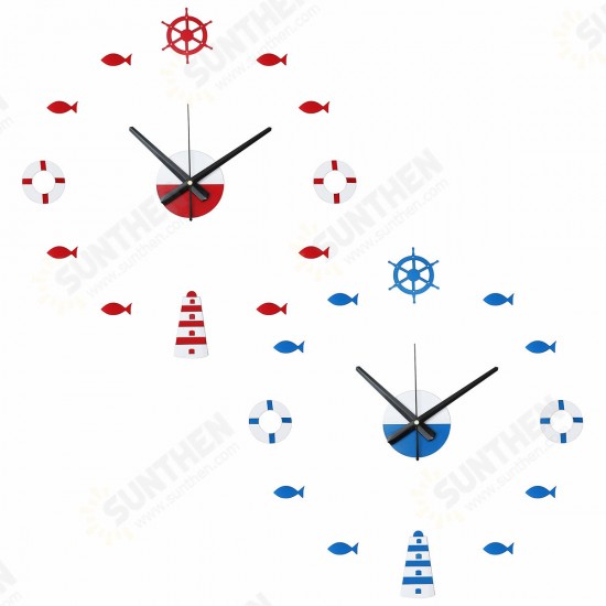 Acrylic Mediterranean Style DIY Wall Clock Buoy Small Fish Bell DIY Mute Wall Clock