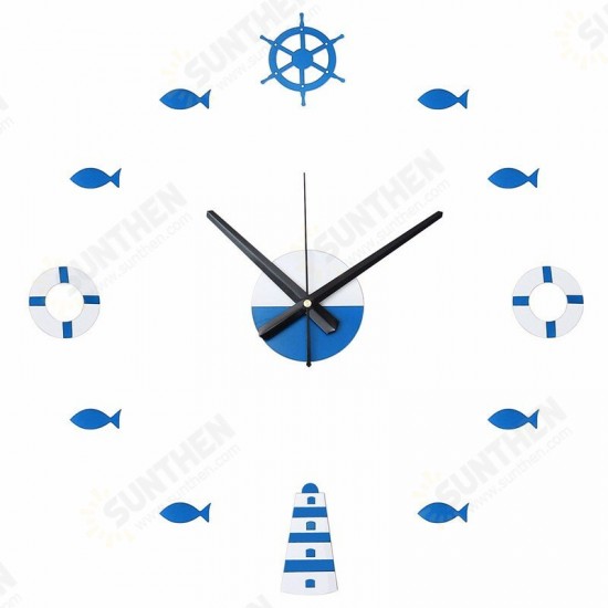 Acrylic Mediterranean Style DIY Wall Clock Buoy Small Fish Bell DIY Mute Wall Clock