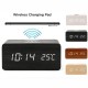 3 in 1 Qi Wireless Charger & LED Digital Alarm Clock & Thermometer Modern Wooden