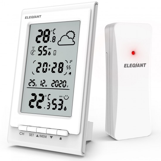 EOX-9901 Electronic Thermometer Hygrometer Multifunctional Wireless HD Glass Weather Station Alarm Clock