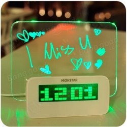 Model B Fluorescent Message Board Alarm Clock Memo Calendar Thermometer Light Model B Fluorescent Message Board Alarm Clock Memo Calendar Thermometer Light