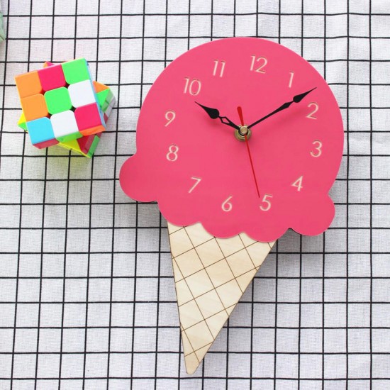 Home Cartoon Creative Wall Clock Living Room Acrylic Ice Cream Children's Clock
