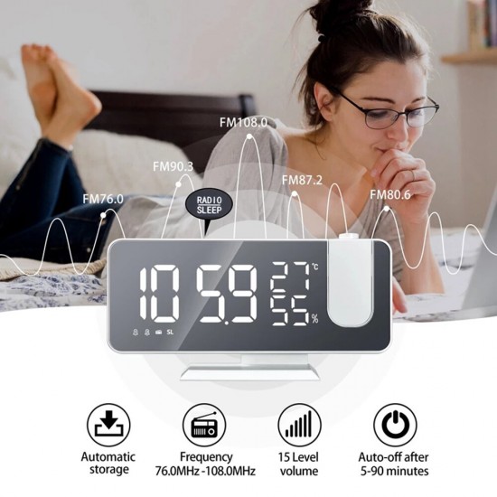 LED Digital Alarm Clock Electronic LED Projector Desktop Digital Projection Alarm Clock Smart Home Bedroom Bedside Clock