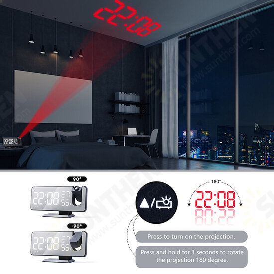 LED Digital Alarm Clock Electronic LED Projector Desktop Digital Projection Alarm Clock Smart Home Bedroom Bedside Clock