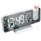 LED Mirror Alarm Clock Big Screen Temperature and Humidity Display with Radio and Time Projection Function Electronic Clock Rechargeable
