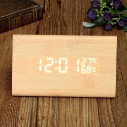 Voice-activated Triangle Alarm Clock Humidity Temperature Sensing Wooden Desk Clock LED Digital Display Alarm Clock Voice-activated Triangle Alarm Clock Humidity Temperature Sensing Wooden Desk Clock LED Digital Display Alarm Clock