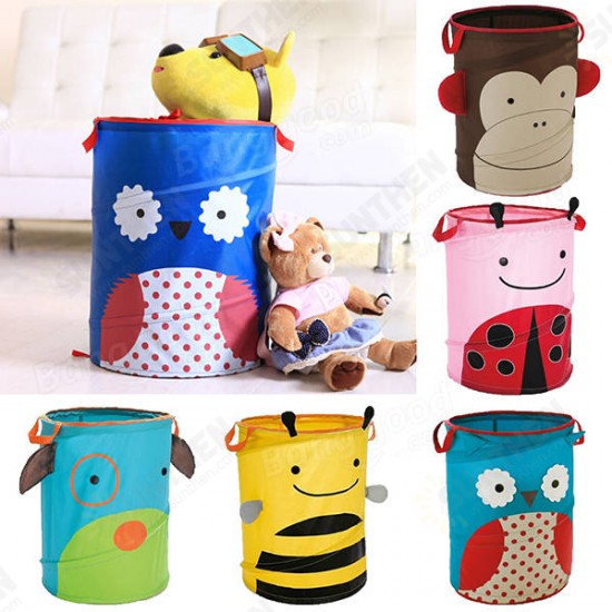 34x45cm Foldable Laundry Storage Basket Bathroom Cartoon Clothes Pants Bag