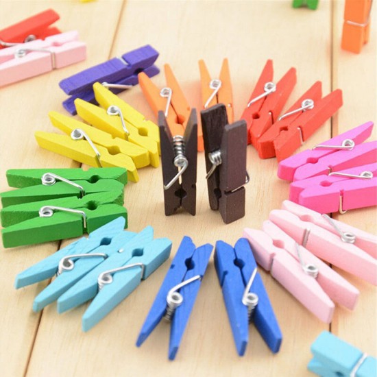 HN-CH011 10pcs Colorful Wodden Clothespins Durable Photo Paper Peg Pin Craft Clips