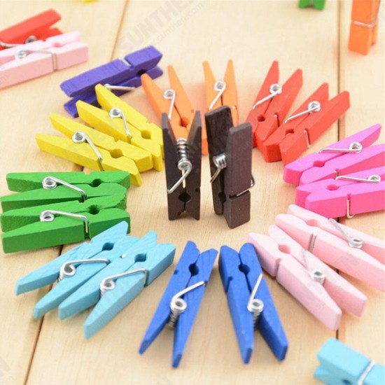 HN-CH011 10pcs Colorful Wodden Clothespins Durable Photo Paper Peg Pin Craft Clips