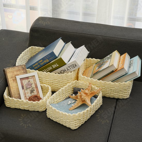 4PCS Christmas Handmade Woven Storage Basket Set Durable Eco-friendly Storage Basket