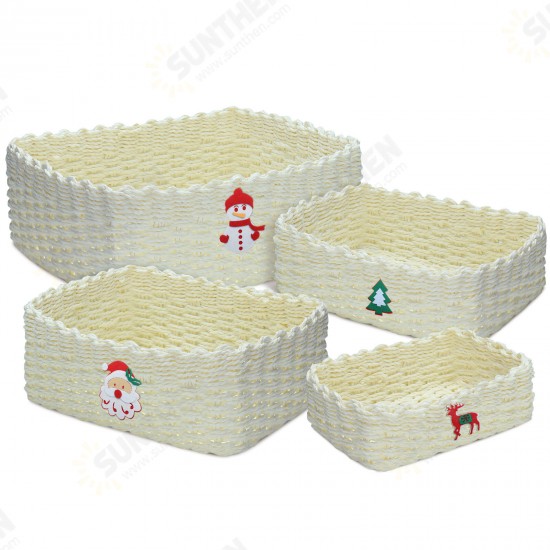 4PCS Christmas Handmade Woven Storage Basket Set Durable Eco-friendly Storage Basket