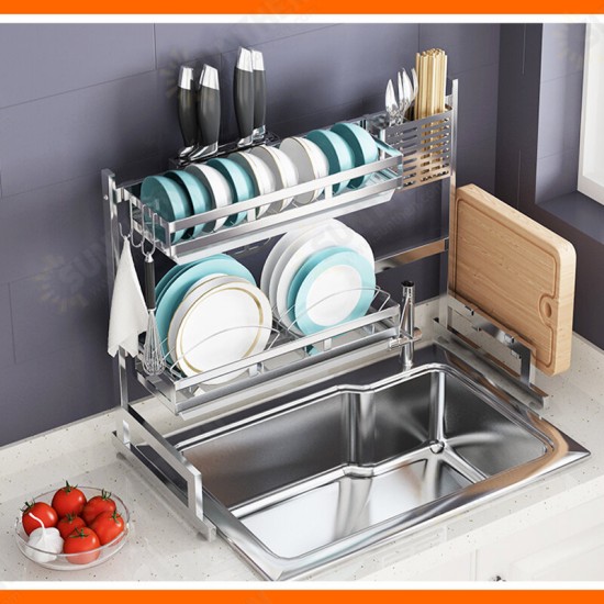 Stainless Steel Kitchen Dish Drying Rack Drainer Storage Shelf Utensil Holder Plate Dish Cupboard Storage Rack