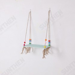 Wall Shelf Wood Round Beads Wall Bookcase Balcony Flower Frame Practical Decorative Wall Hanging Wall Shelf Wood Round Beads Wall Bookcase Balcony Flower Frame Practical Decorative Wall Hanging